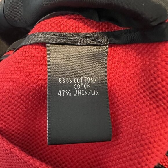 Lafayette 148 Red Cotton Linen Button Up Single Breasted Blazer Jacket Size 4 - Picture 10 of 10